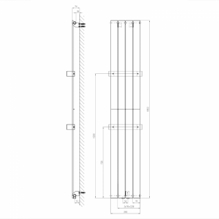 COLONNA fürdőszobai radiátor, 298x1800mm, 614W, fehér