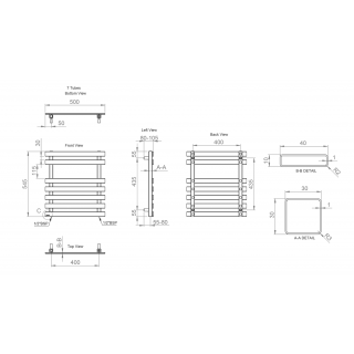 TRUVA fürdőszobai radiátor, 500x545mm, 175W, szálcsiszolt inox