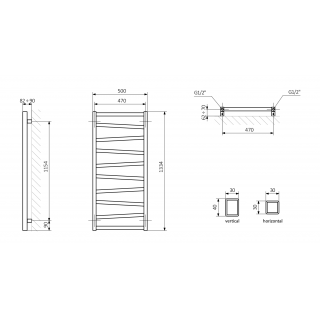 ZIG fürdőszobai radiátor, 500x1334mm, 490W, fehér