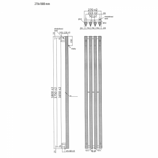 PILON fürdőszobai radiátor, 270x1800mm, 660W, króm