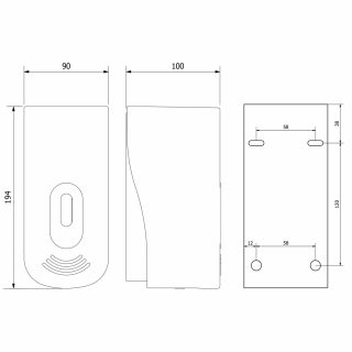 AQUALINE fali szappanadagoló, 90x194x100mm, 400ml, szürke