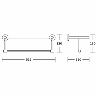 AQUALINE SAMBA fix törölközőtartó polc, 630x210mm, fekete