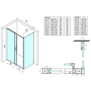 GELCO SIGMA SIMPLY oldalfal, 1000mm, transzparent üveg