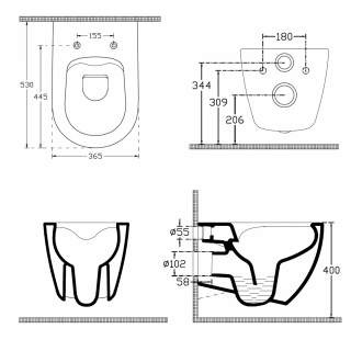 ISVEA INFINITY RIMLESS fali WC, 36,5x53cm