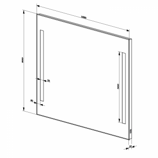 AQUALINE LED tükör világítással, billenő kapcsolóval, 100x80cm