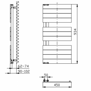 AQUALINE MILI fürdőszobai radiátor, 450x934mm, 381W, fehér