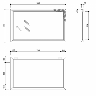 BOHEMIA tükör fa kerettel, 589x989mm, arany