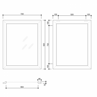 AMBIENTE tükör fa kerettel, 720x920mm, antik bronz