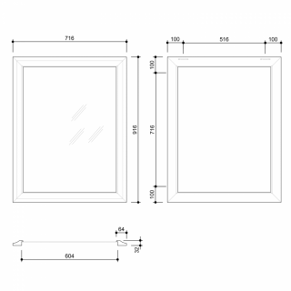 AMBIENTE tükör fa kerettel, 720x920mm, antik fehér