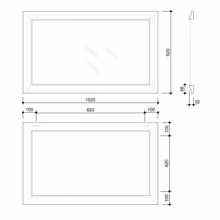 AMBIENTE tükör fa kerettel, 620x1020mm, antik bronz