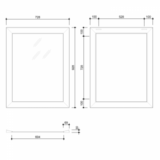 CORONA tükör fa kerettel, 728x928mm, champagne