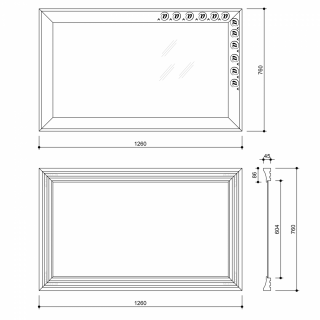 MANTILA tükör fa kerettel, 760x1260mm, antik