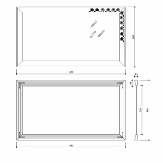 MANTILA tükör fa kerettel, 860x1560mm, antik