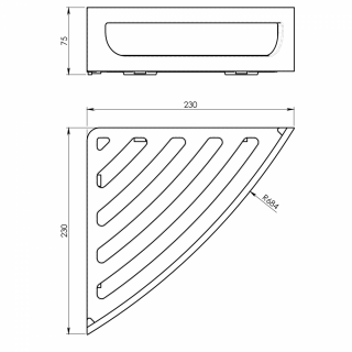 sarokpolc zuhanyzóba, 230x75x230mm, ABS/króm
