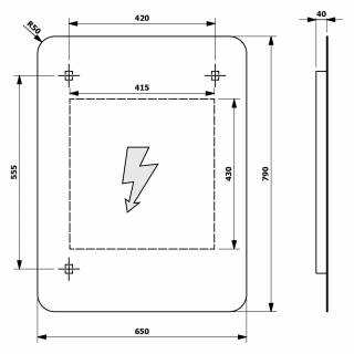 SENFINECO tükör, LED 3D efekt, 650x800mm, fekete