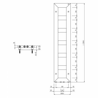 BLOCK fürdőszobai radiátor, 280x1330mm, matt fekete