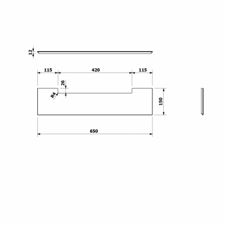 PONTE rockstone polc, 650x12x150mm