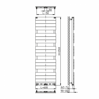 AQUALINE BONDI fürdőszobai radiátor, 600x1510mm, Antracit