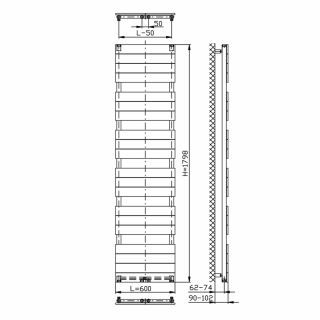 AQUALINE BONDI fürdőszobai radiátor, 600x1798mm, Antracit