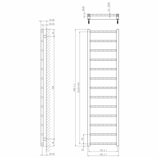 METRO LIGHT fürdőszobai radiátor, 400x1500mm, fehér