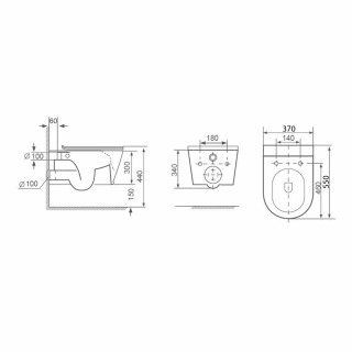 GALIA RIMLESS fali WC, 37x54,5cm