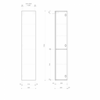 ESPACE állószekrény, 1 ajtóval, balos/jobbos, 35x172x32cm, fehér