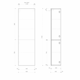 ESPACE állószekrény, 2 ajtóval, balos/jobbos, 50x172x32cm, fényes fehér