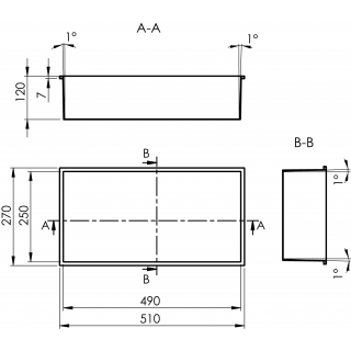 INSERTA burkolható süllyesztett polc, 510x270mm, öntöttmárvány