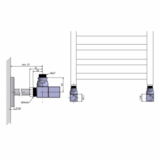 CUBE csatlakozó készlet szett, sarokszeleppel, szögletes, szálcsiszolt inox