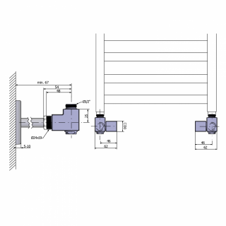 CUBE COMBI csatlakozó készlet szett, sarokszeleppel, szögletes, jobbos, szálcsiszolt inox