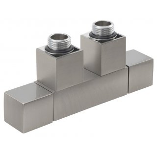 CUBE TWIN csatlakozókészlet radiátorhoz, középső bekötés,50mm, csiszolt inox