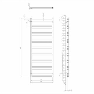 METRO DOS fürdőszobai radiátor, 550x1430mm, króm