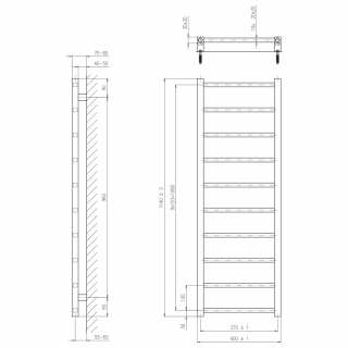 METRO LIGHT fürdőszobai radiátor, 400x1140mm, króm