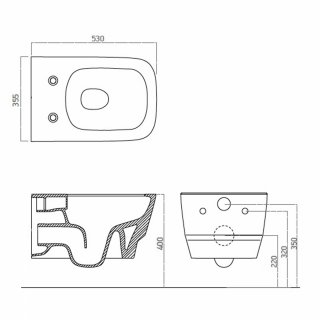 BELLO RIMLESS fali WC, 35,5x53cm