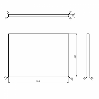 WOODY tömörfa pult, 700x28x500mm, natúr tölgy