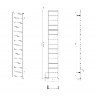 DINA fürdőszobai radiátor, 300x1740mm, 335W, fehér