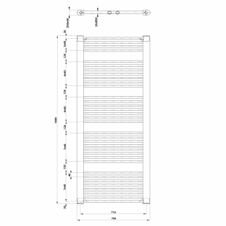 AQUALINE DIRECT Fürdőszobai radiátor, egyenes, 750x1680mm, 1269W, fehér