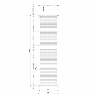 AQUALINE DIRECT Fürdőszobai radiátor, egyenes, 600x1850mm, 1148W, fehér