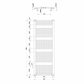 AQUALINE ORBIT Fürdőszobai radiátor, íves, 600x1680mm, 1013W, fehér