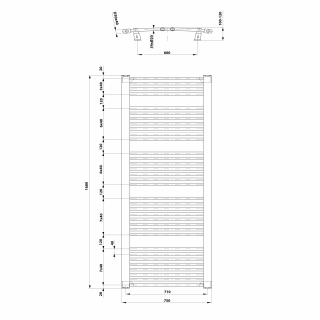 AQUALINE ORBIT Fürdőszobai radiátor, íves, 750x1680mm, 1269W, fehér