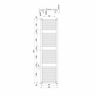 AQUALINE ORBIT Fürdőszobai radiátor, íves, 600x1850mm, 1148W, fehér