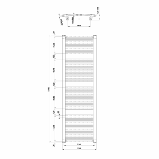 AQUALINE ORBIT Fürdőszobai radiátor, íves, 750x1850mm, 1439W, fehér