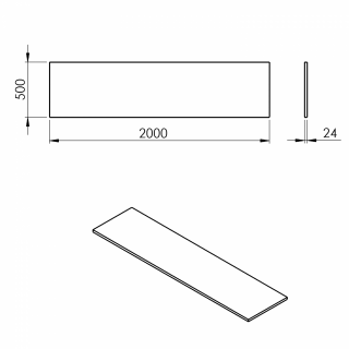 PLATO mosdótartó pult, 200x50cm