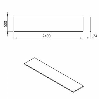 PLATO mosdótartó pult, 240x50cm