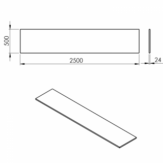 PLATO mosdótartó pult, 250x50cm