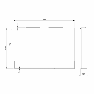 ERUPTA tükör MDF polccal és LED világítással, 120x80x12cm, matt fekete