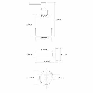 BEMETA SABLO fali szappanadagoló, 200ml, 75x145x100, matt arany (160109102)