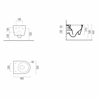 GSI PURA fali WC, Swirlflush, 46x36cm, ExtraGlaze