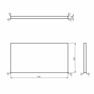 WOODY tömörfa pult, 700x28x360mm, natúr tölgy