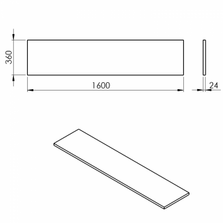 PLATO mosdótartó pult, 160x36cm